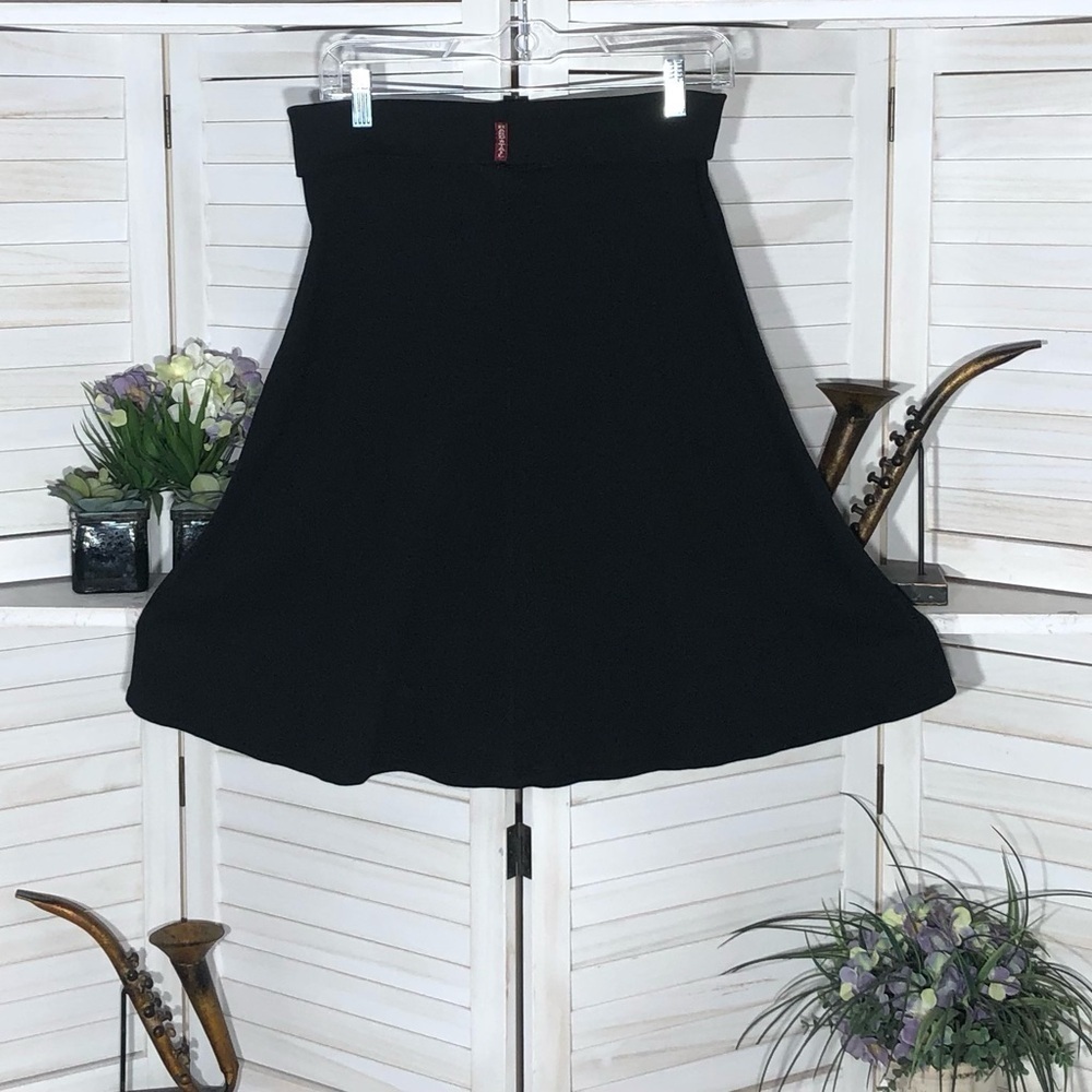 Vintage 90s black mini skirt skater broomstick folded waist goth punk grunge Y2K